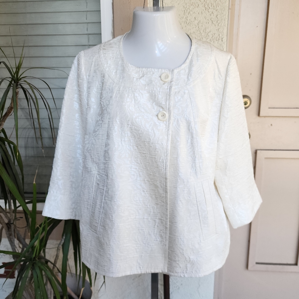 16W women CATO off white ivory swing jacket fancy cocktail party wedding